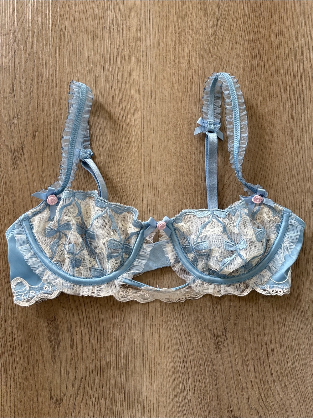 Classic Lace Underwire Bra - Light Blue